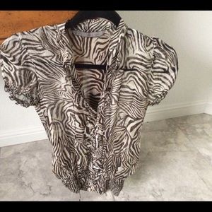 Zara 100% Silk, zebra print blouse